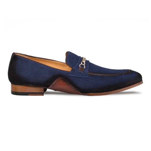 Mens' Blue Antique Suede Loafer By Mezlan Made In Spain Brand