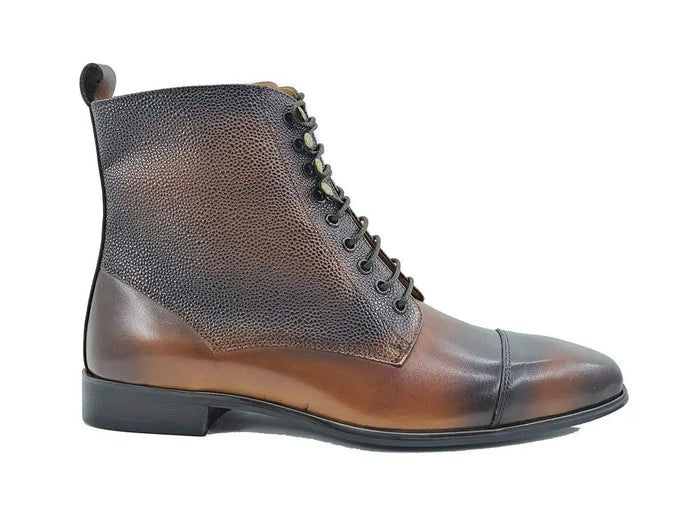 Carrucci Brogue Cap Toe Leather Boot