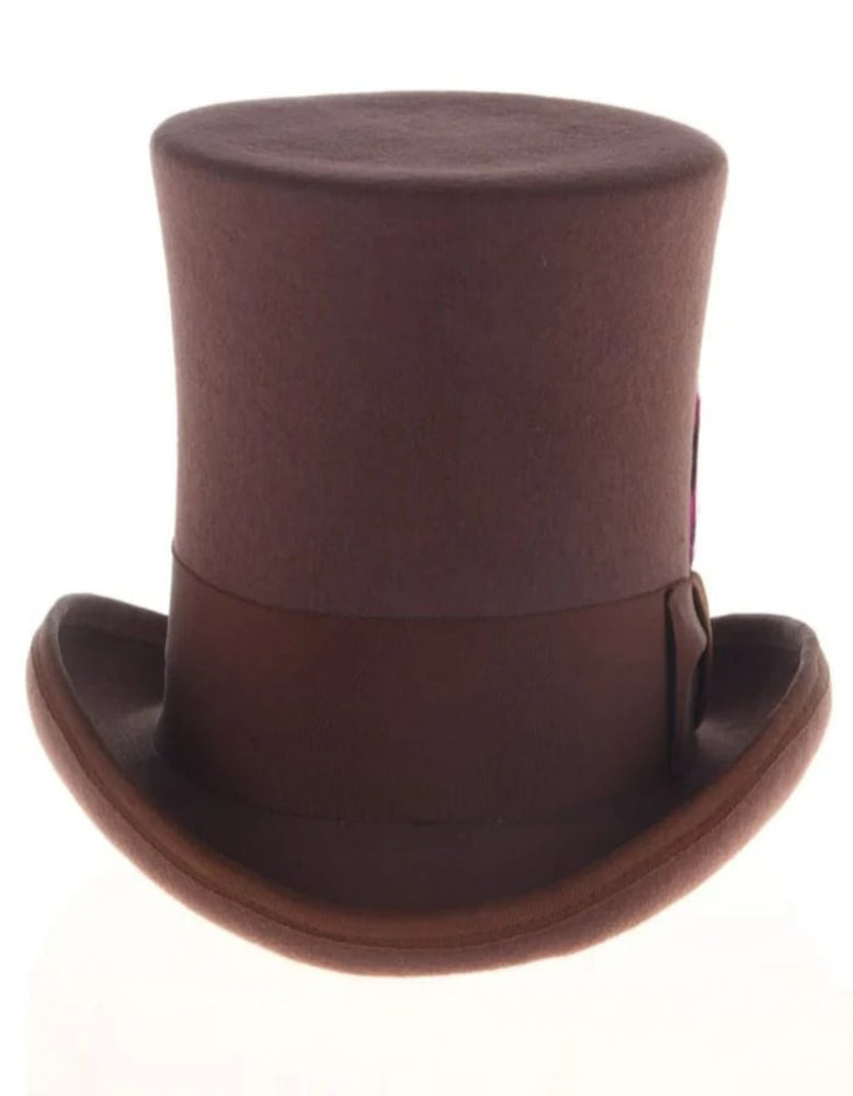 Victorian Steampunk Top Hat - 1800 19th Century - Dressy Loden Felt Brown Top