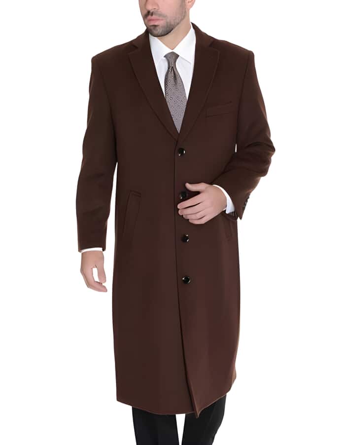 Wool Cashmere Blend Coat - Ankle Length Brown Overcoat