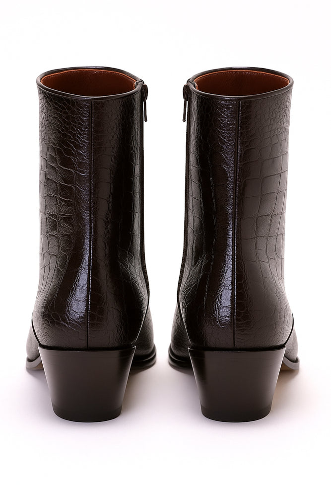 Mens Dress Ankle Boots Los Altos Boots Short Cowboy Boot - Western Ankle Boots Exotic Skin + Brown + Skin Type