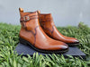 Buckle Leather Strap Boots Carrucci