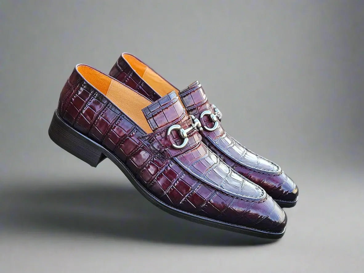 Carrucci Buckle Loafer w Gator Embossed Leather