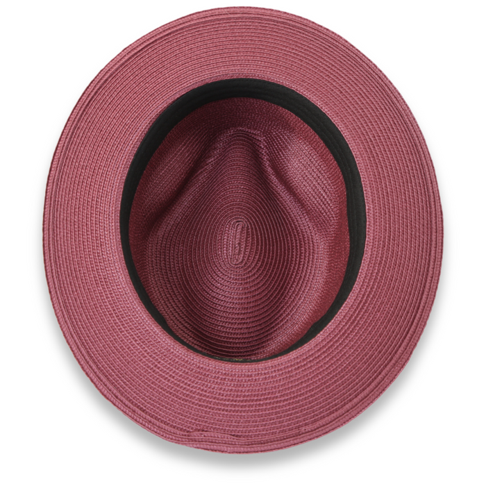 Tapa Crushable Straw Hat Fedora in Burgundy