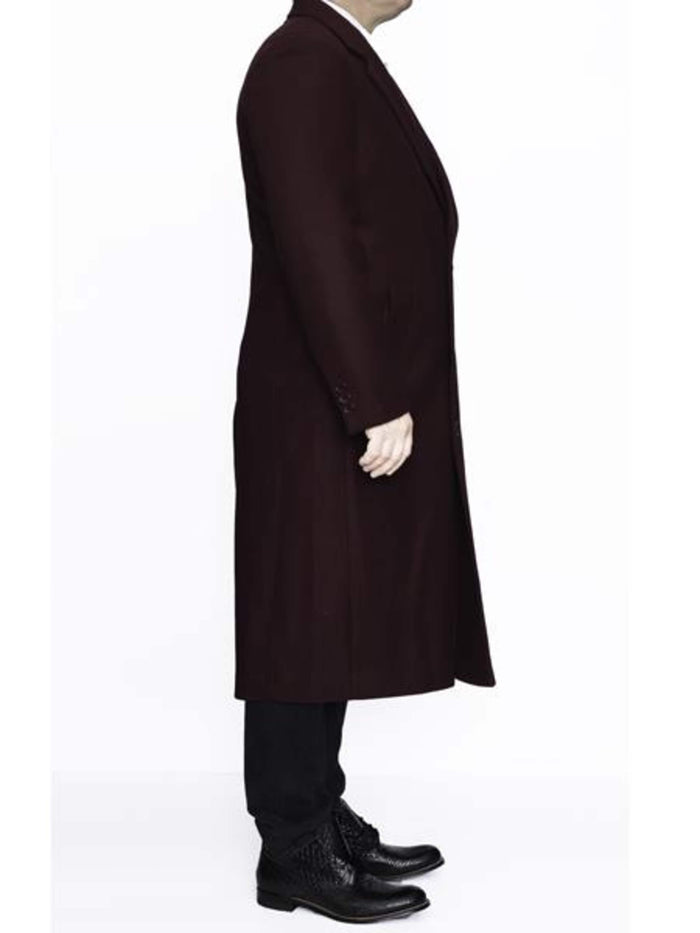 Burgundy Wool Coat | Ankle-Length Dress Coat | Winter Overcoat