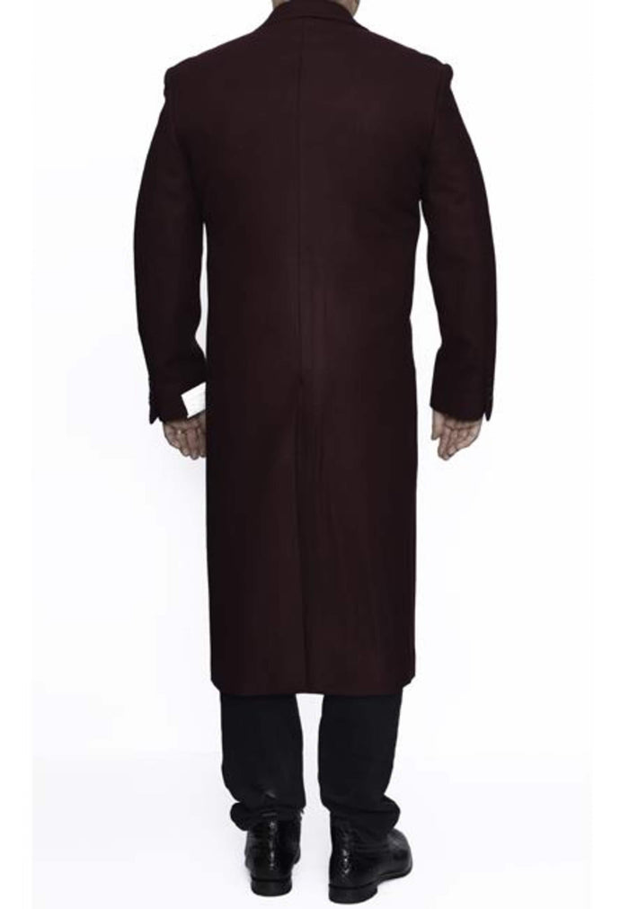Burgundy Wool Coat | Ankle-Length Dress Coat | Winter Overcoat
