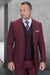  Burgundy Vintage Style Wool Suit – Two Button Jacket with Double Breasted Vest