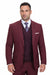  Burgundy Vintage Style Wool Suit – Two Button Jacket with Double Breasted Vest