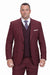 Burgundy Vintage Style Wool Suit – Two Button Jacket with Double Breasted Vest