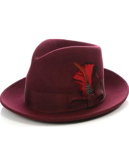 Premium Godfather Hat - Homburg Hat - Men's Homburg Burgundy