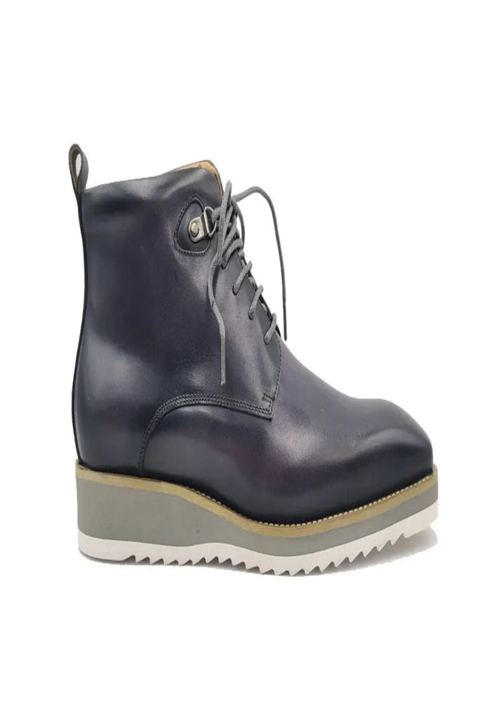 Ash grey boots with white sole