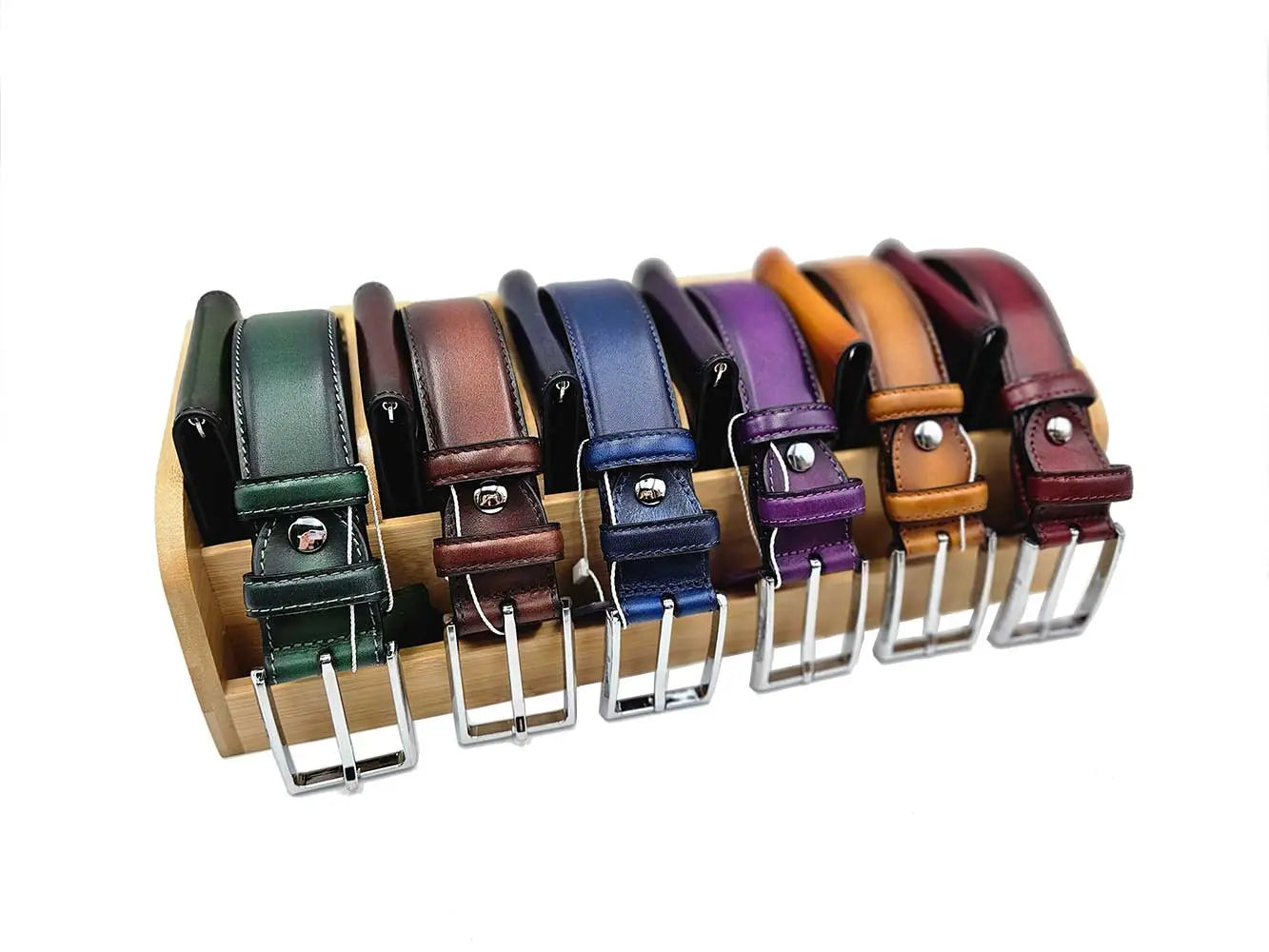 Carrucci Burnished Calfskin Leather Belt