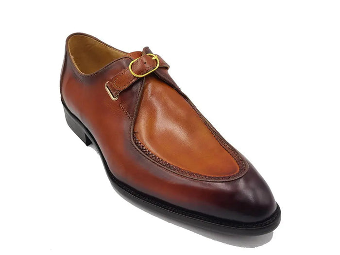 Carrucci Burnished Moc Toe Single Monk Loafer