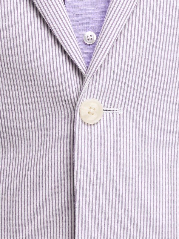 Mens Lavender Seersucker Suit Blazer + Pants Cotton Fabric - Summer Fabric in Purple color