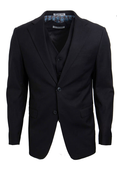 Men's Black Suit Three Piece Set by Stacy Adams - Wedding - Prom