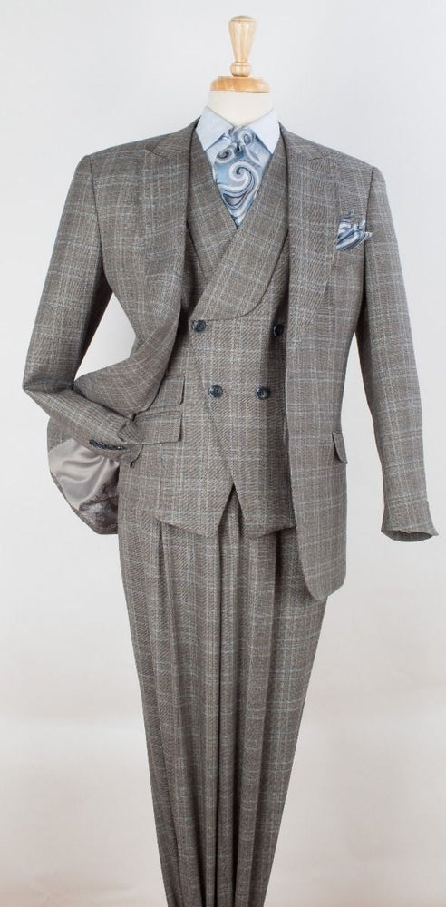 Apollo King Men's 100% Wool 3 Piece Suit Slanted Fashion Vest