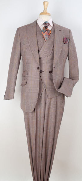 Apollo King Men's 100% Wool 3 Piece Suit Slanted Fashion Vest