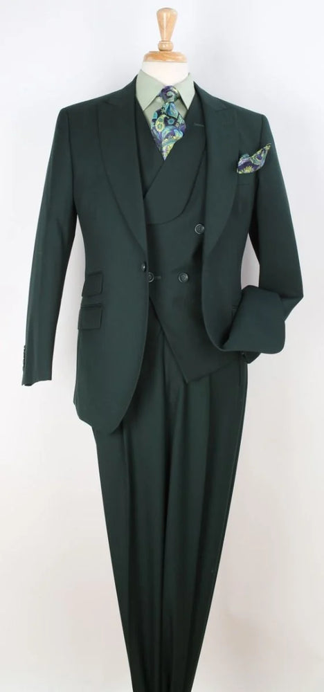 Apollo King Men's 100% Wool 3 Piece Suit Slanted Fashion Vest