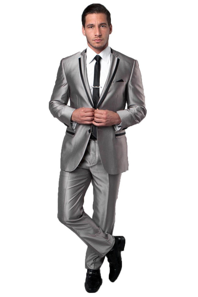 Men's Burgundy Slim Fit Wedding Suit by Tazzio Suits
