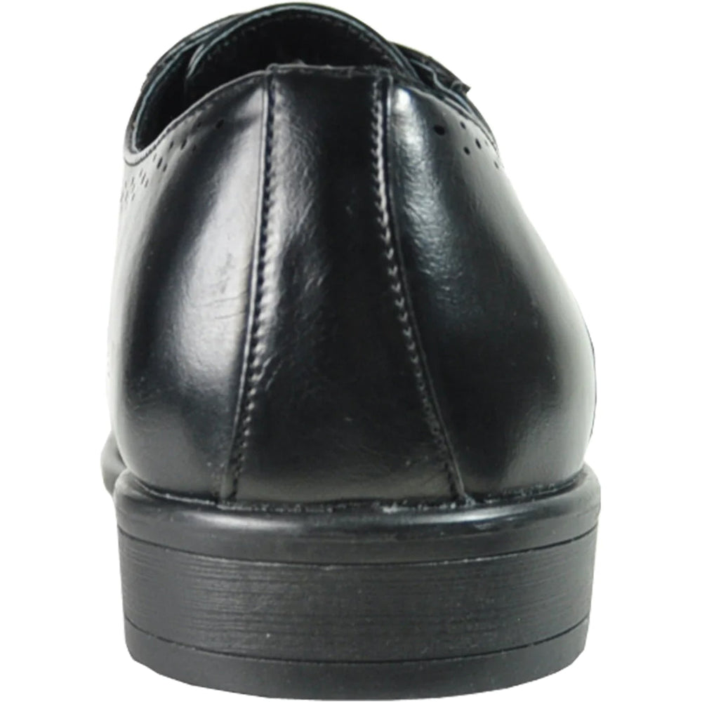 Bravo Mens Vintage Style 1920's Wingtip Lace Up Dress Shoe in Black