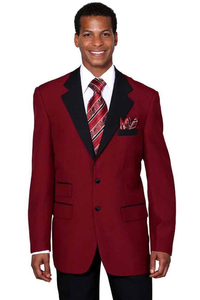 Burgundy Men’s 2-Button Classic Fit Suit with Contrast Collar