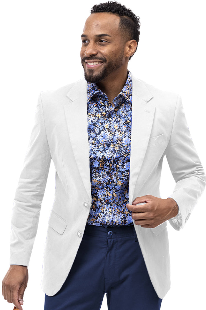 Men's Modern Fit Casual Summer Chino Blazer in White
