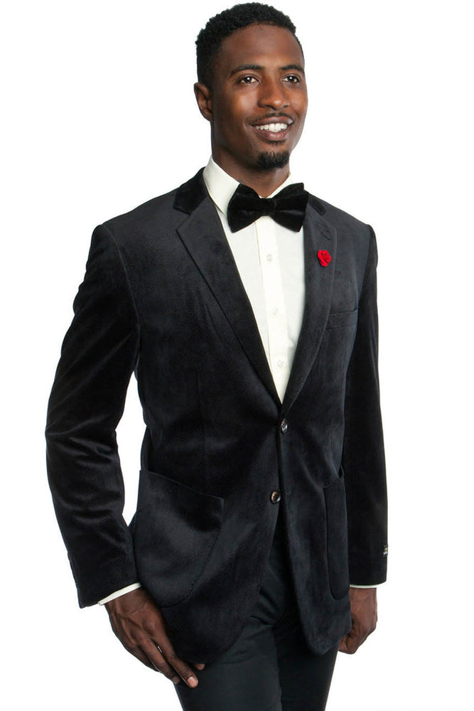 Men's Navy Velvet Blazer by Tazzio Suits