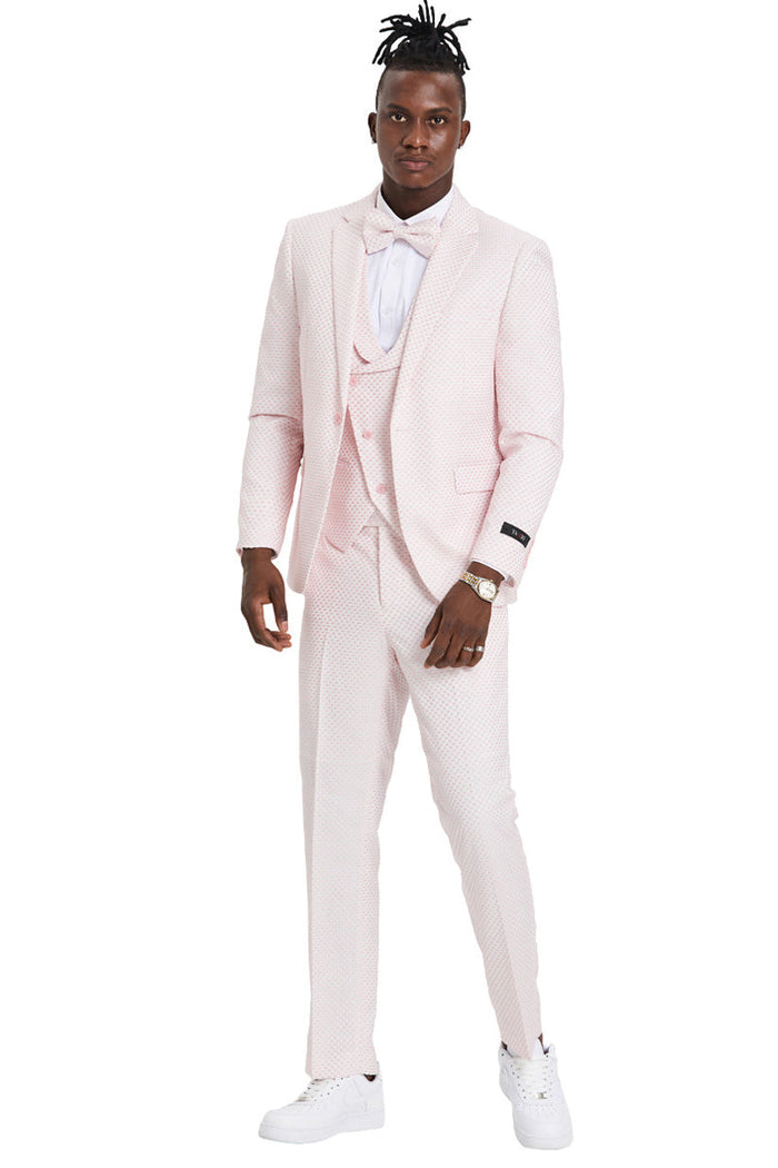 Men's Pink Polka Dot Double Breasted Vest