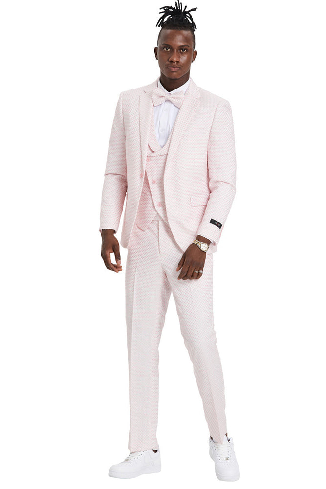 Men's Pink Polka Dot Double Breasted Vest