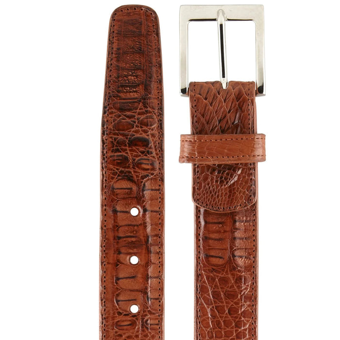 Mens Genuine Caiman Crocodile Dress Belt in Sport Rust