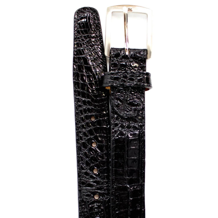 Mens Genuine Caiman Crocodile Dress Belt in Black