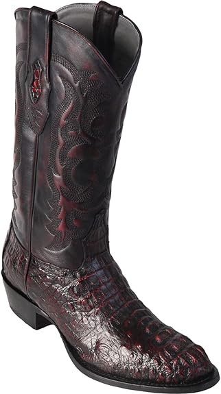 Men's Caiman Hornback Cowboy Boots - Genuine Leather Western Boots - Round Toe