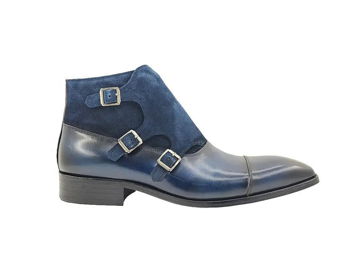 Carrucci Calf & Suede Three Buckles Monk Chukka Boot
