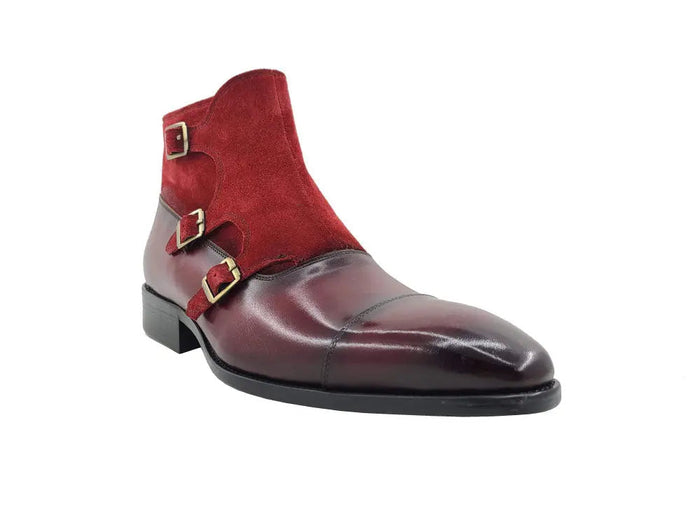 Carrucci Calf & Suede Three Buckles Monk Chukka Boot