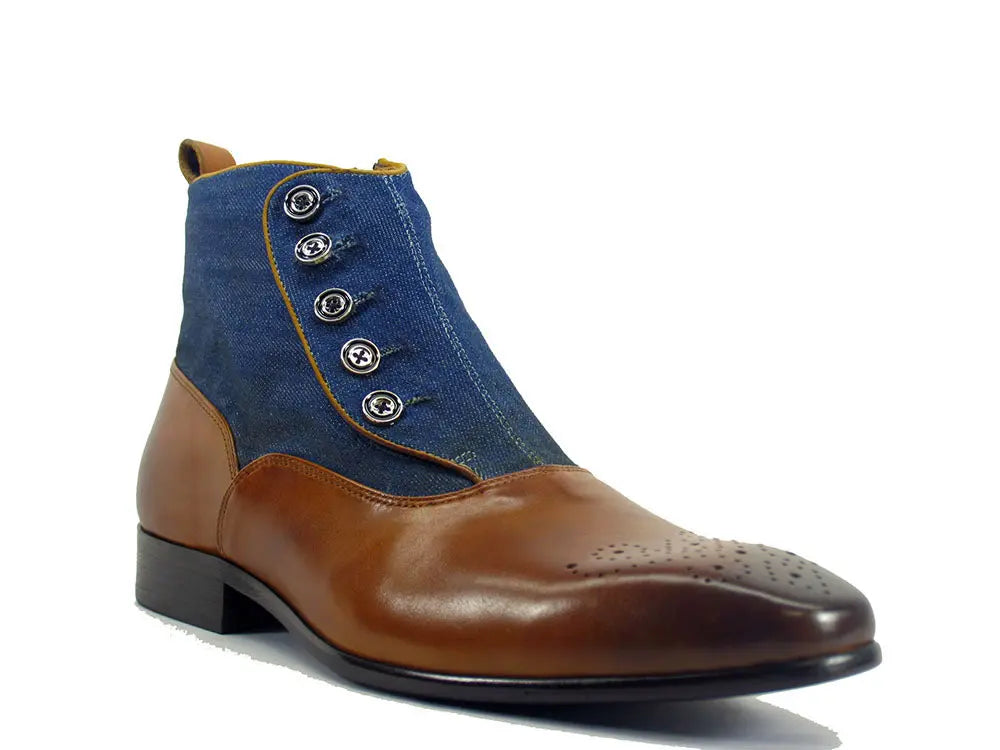 Carrucci Calfskin Button Up Slip-On Boot