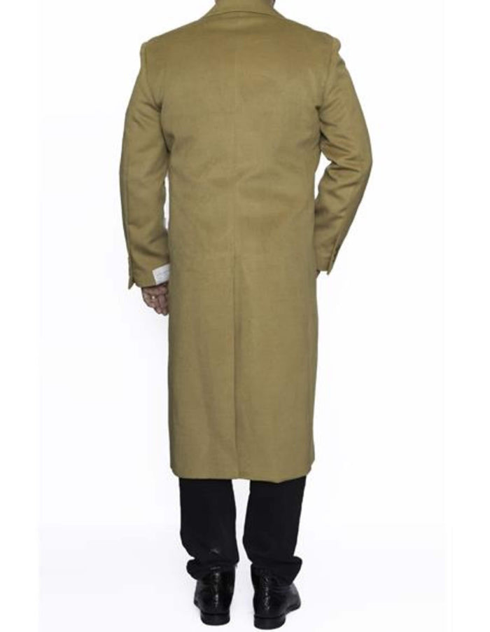Men's Camel Wool Overcoat | Full Length Top Coat | Classic 3-Button Design