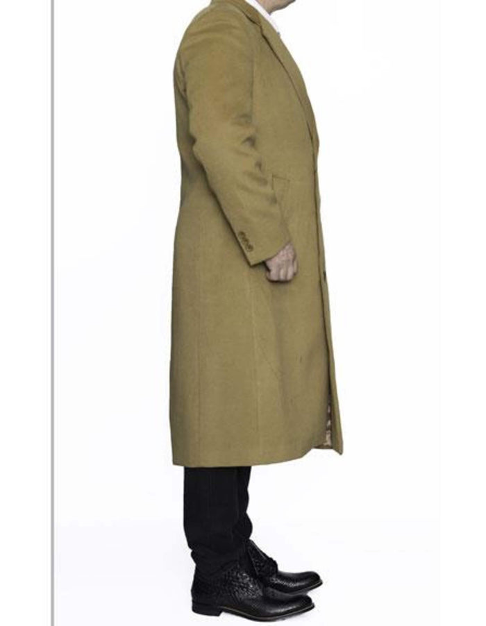 Men's Camel Wool Overcoat | Full Length Top Coat | Classic 3-Button Design