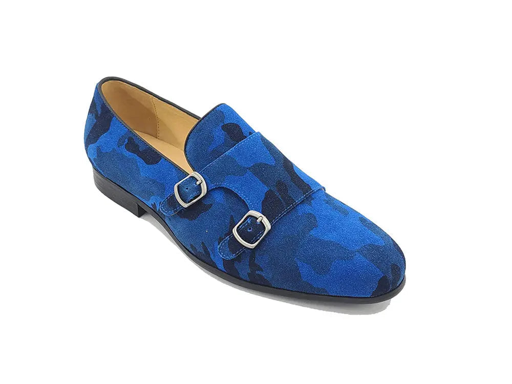 Camo Suede Double Monk Straps Slip-on Carrucci
