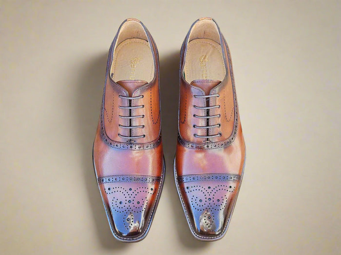 Carrucci Cap Toe Lace-up in Leather Sole