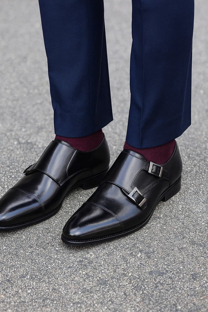 Cap Toe Double Monk Strap Shoe