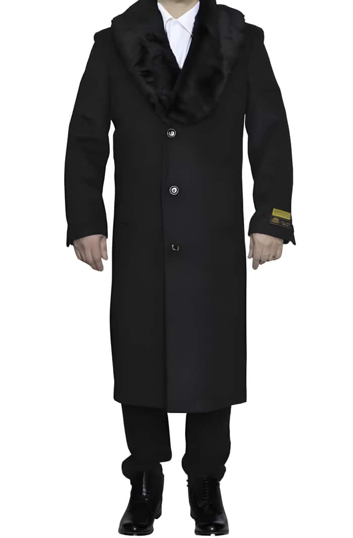Men's Dress Coat Wool/Poly Charcoal Overcoat with slanted pockets main image 1