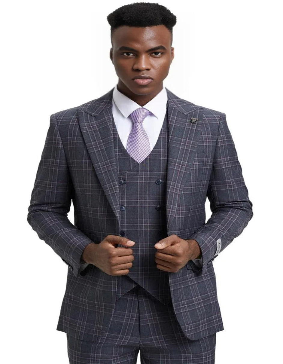Mens Double Breasted Suits Charcoal Grey main image 0