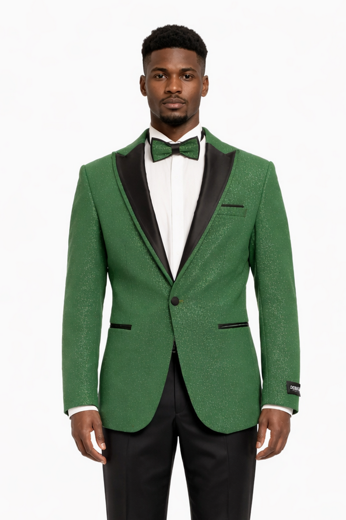 Mens Glitter Sequin Flashy in Color "Green" Tuxedo Dinner Jacket Blazer Sportcoat