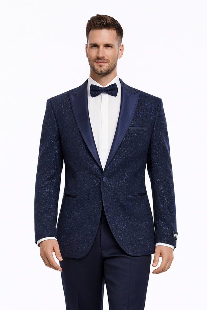 Mens Glitter Sequin Flashy in Color "Navy" Tuxedo Dinner Jacket Blazer Sportcoat