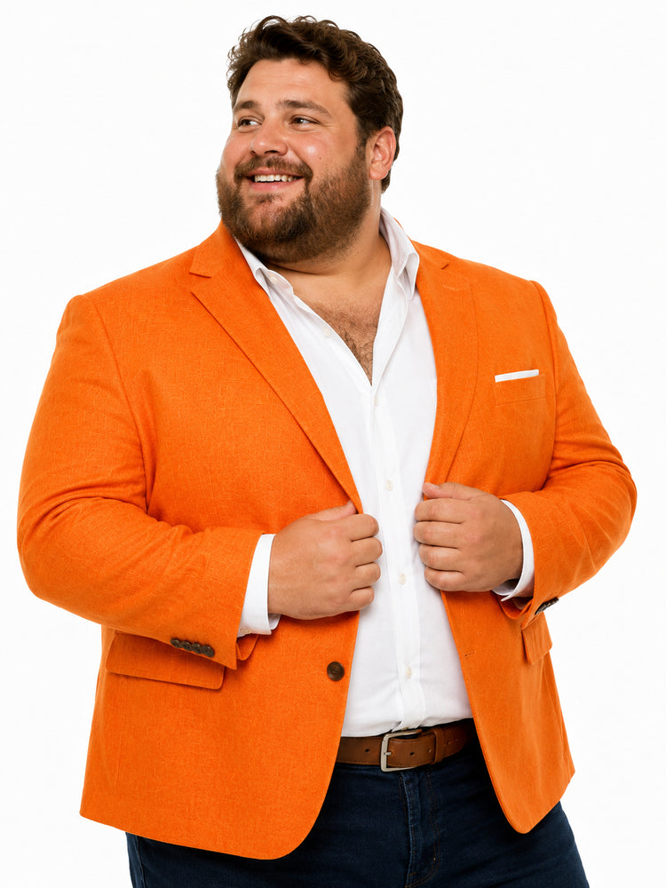 Men’s Vibrant Orange Linen Blazer, Summer Sport Coat for Wedding, Party and Casual Events