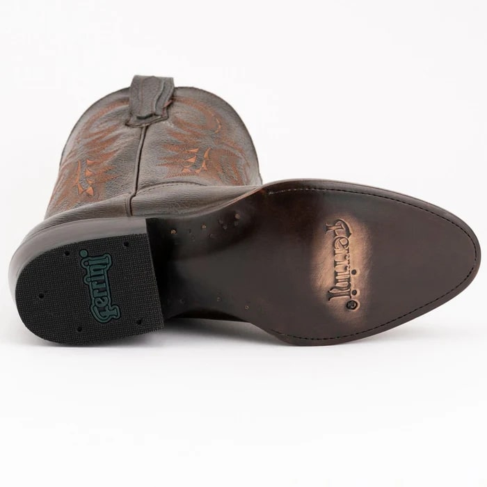 Men's Ferrini Remington Western Cowboy Boots - Handcrafted Leather Chocolate Brown Round Toe