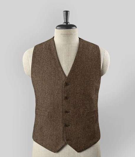 Men’s Brown Tweed Peaky Blinders Suit, Classic Vintage 3 Piece Gentleman’s Dress Suit