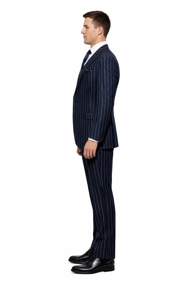 Rossiman Chancellor Navy Pinstripe 3-Piece Prestige Suit