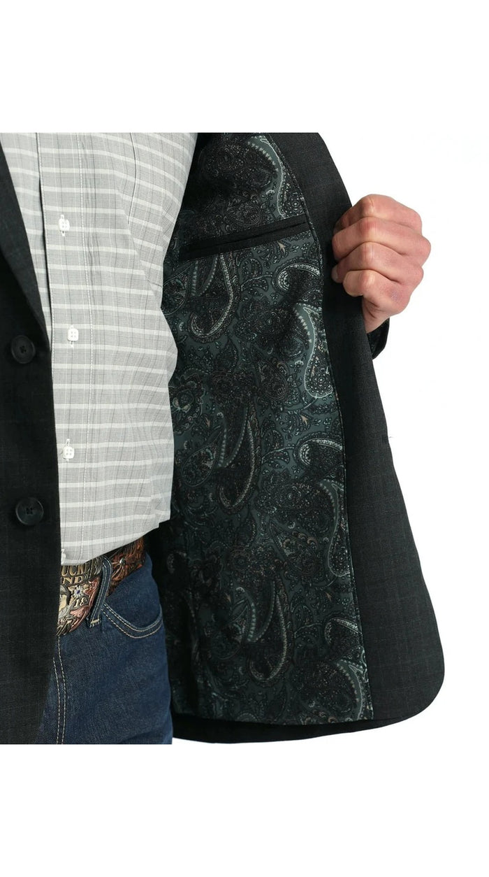 Cinch Men's Charcoal Grey Western Suit Jacket with Paisley Lining