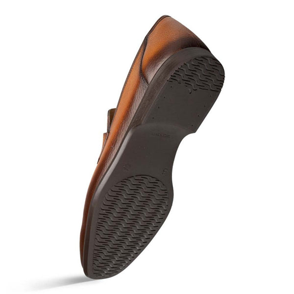 Men's Deerskin Cognac Penny Loafer By Mezlan Made In Spain Brand